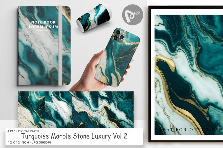 Digital Paper Turquoise Marble Stone example image 1