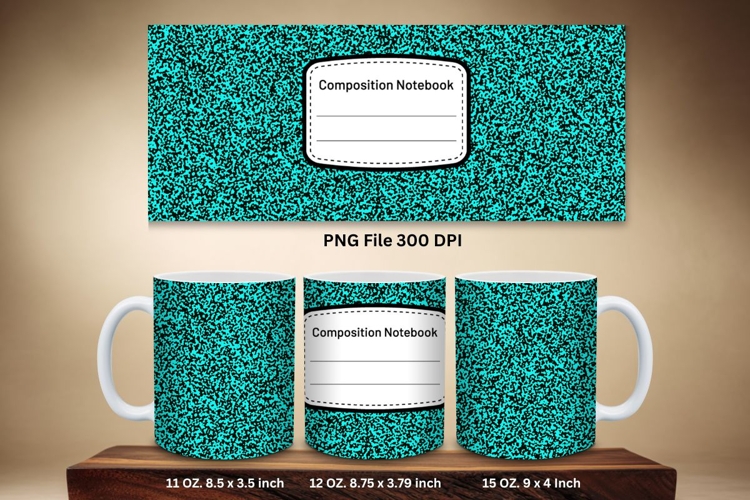 11oz & 15oz Mug Composition Book Design Teacher School Theme