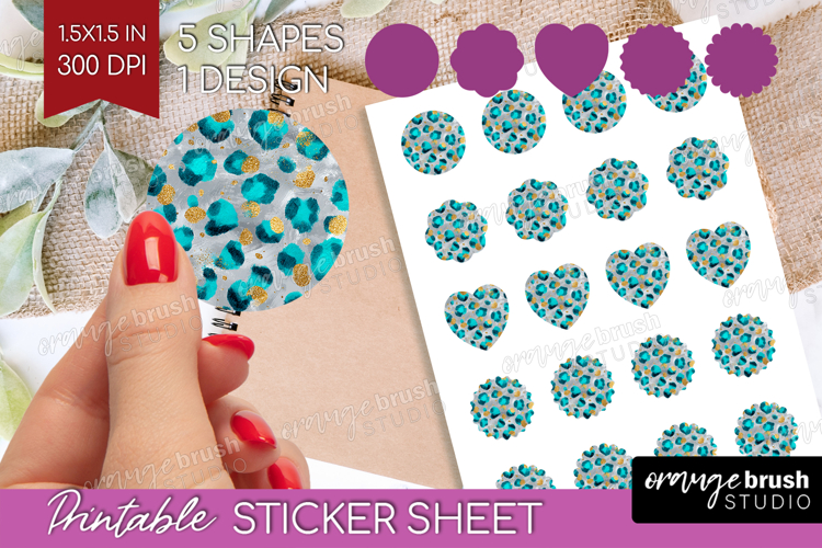 Turquoise Texture Round Sticker - Glitter Background Sticker