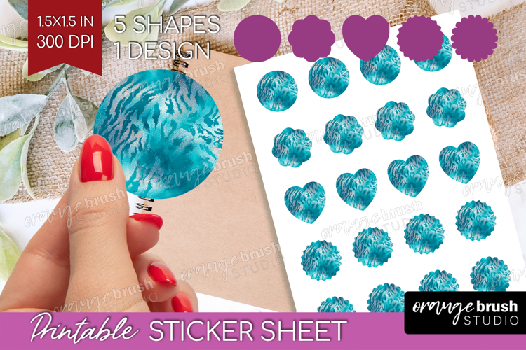 Turquoise Texture Round Sticker - Glitter Background Sticker