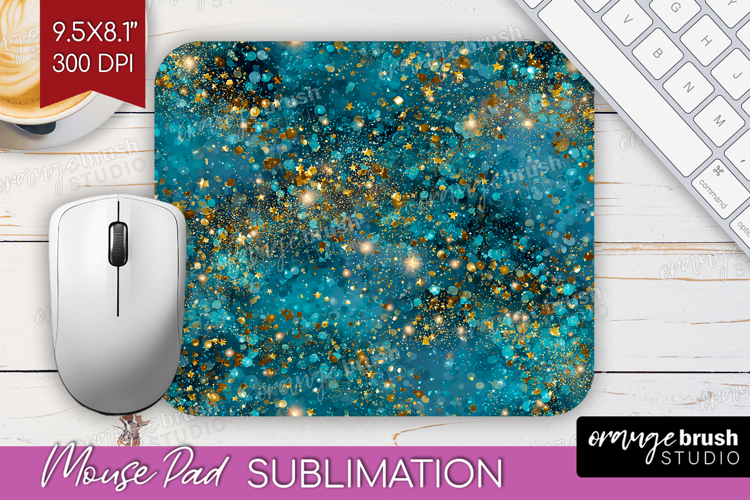 Turquoise Texture Mouse Pad Sublimation - Glitter Background