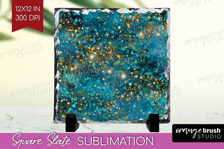 Turquoise Texture Slate PNG - Glitter Background Square