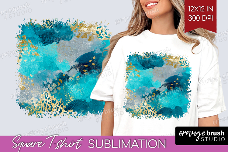 Turquoise Texture Square Tshirt Background - Glitter PNG