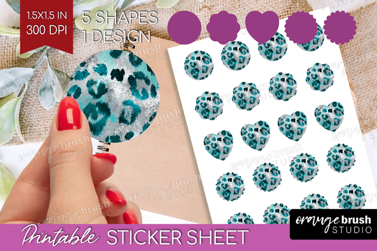 Turquoise Texture Round Sticker - Glitter Background Sticker
