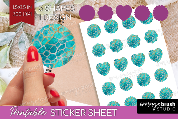 Turquoise Texture Round Sticker - Glitter Background Sticker