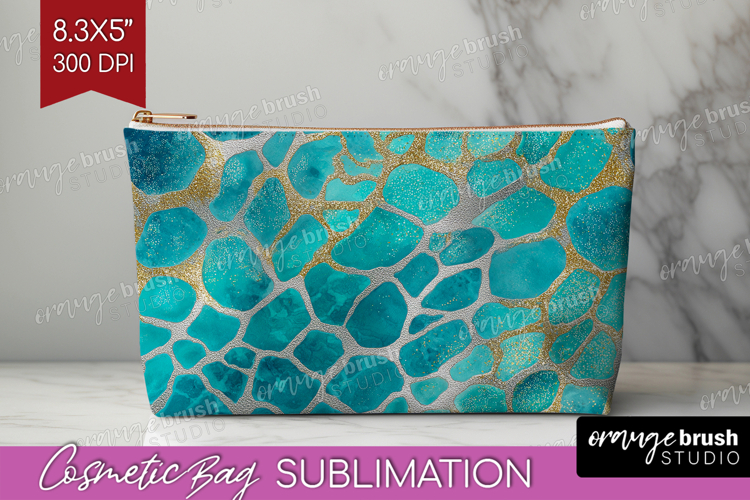 Turquoise Texture Cosmetic Bag - Glitter Background Makeup