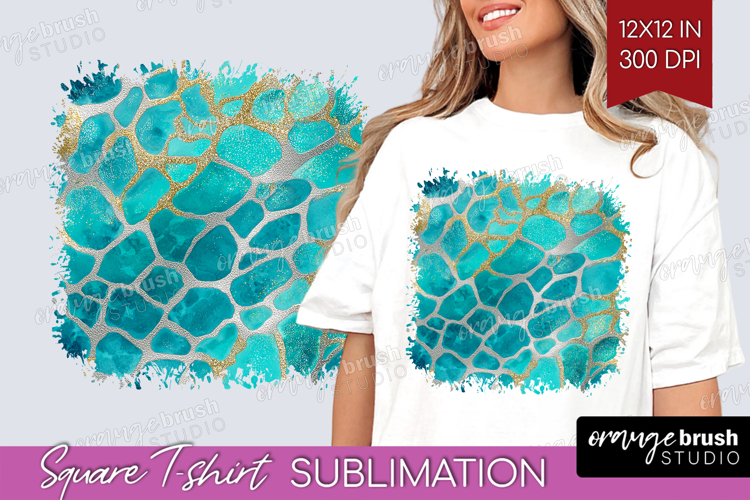 Turquoise Texture Square Tshirt Background - Glitter PNG