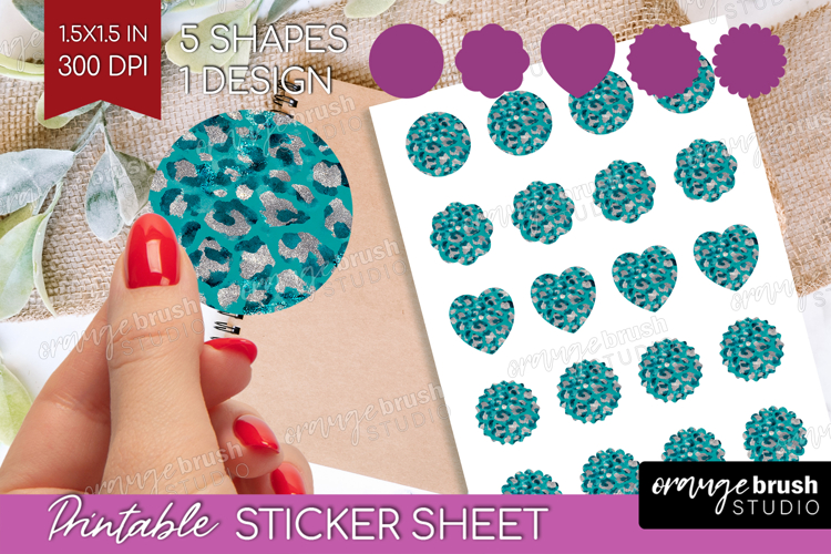 Turquoise Texture Round Sticker - Glitter Background Sticker