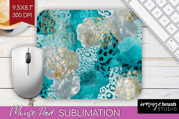 Turquoise Texture Mouse Pad Sublimation - Glitter Background