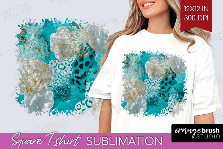 Turquoise Texture Square Tshirt Background - Glitter PNG