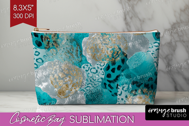 Turquoise Texture Cosmetic Bag - Glitter Background Makeup