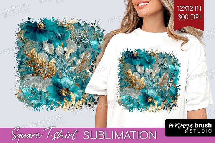 Turquoise Texture Square Tshirt Background - Glitter PNG