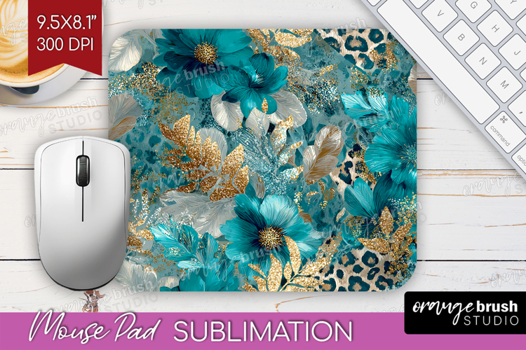 Turquoise Texture Mouse Pad Sublimation - Glitter Background