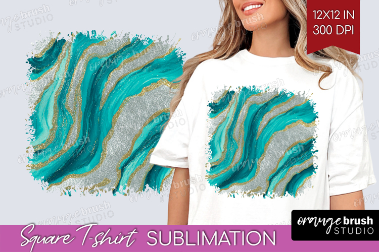 Turquoise Texture Square Tshirt Background - Glitter PNG