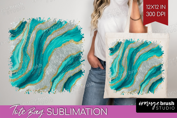 Turquoise Texture Tote Bag - Glitter Background Tote Bag PNG