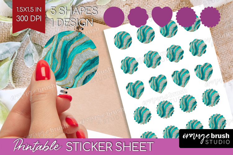 Turquoise Texture Round Sticker - Glitter Background Sticker