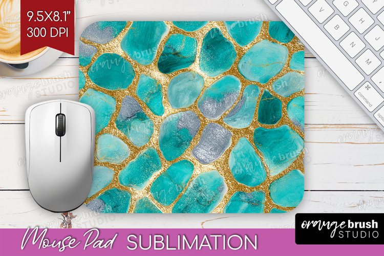 Turquoise Texture Mouse Pad Sublimation - Glitter Background