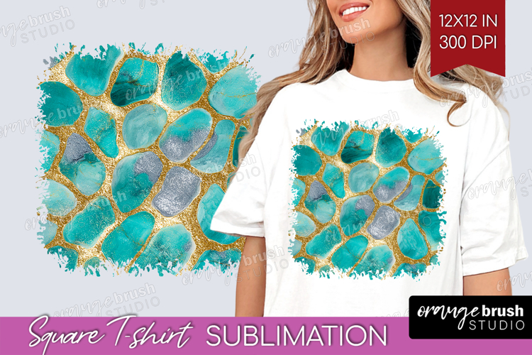 Turquoise Texture Square Tshirt Background - Glitter PNG