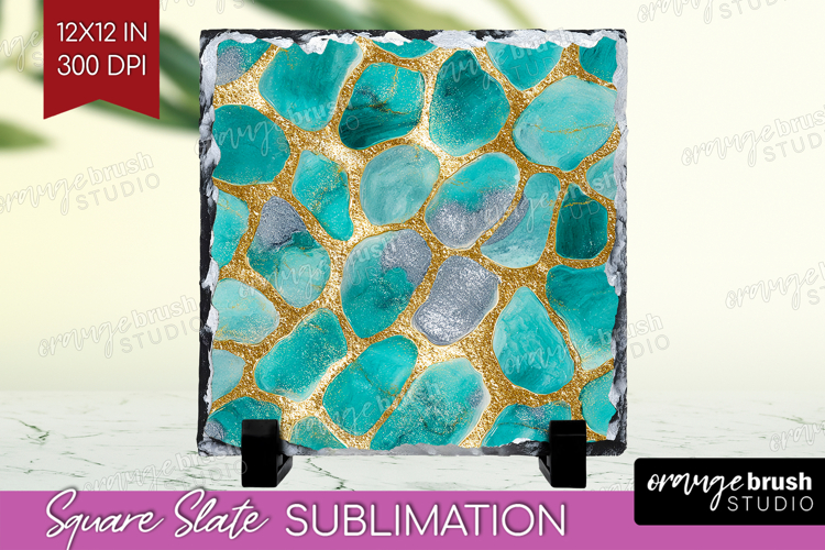 Turquoise Texture Slate PNG - Glitter Background Square