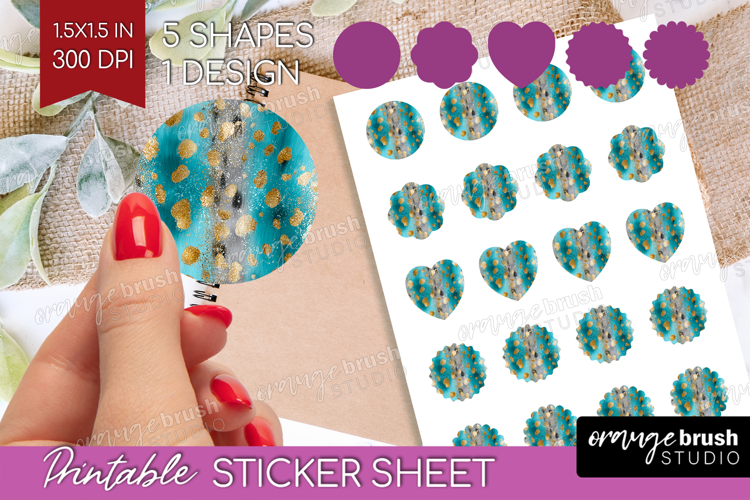 Turquoise Texture Round Sticker - Glitter Background Sticker