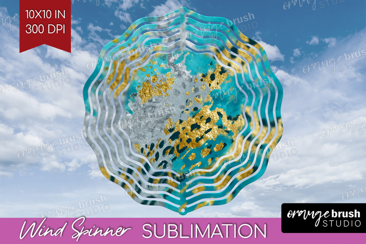 Turquoise Texture Wind Spinner Sublimation PNG - Glitter