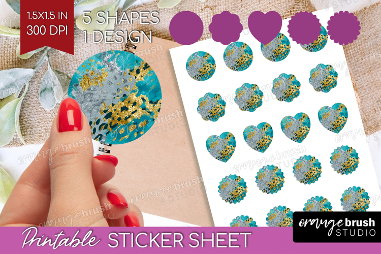 Turquoise Texture Round Sticker - Glitter Background Sticker