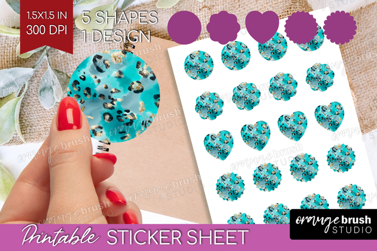 Turquoise Texture Round Sticker - Glitter Background Sticker