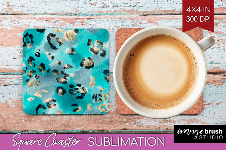 Turquoise Texture Square Coaster - Glitter Background PNG