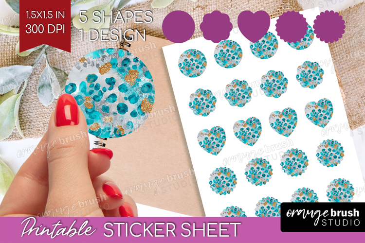 Turquoise Texture Round Sticker - Glitter Background Sticker