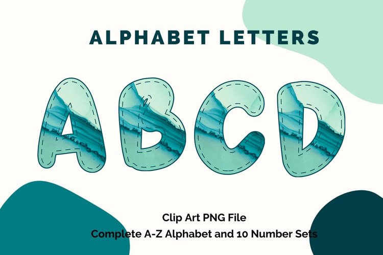 Watercolor Alphabet Letters Sublimation Digital Clipart