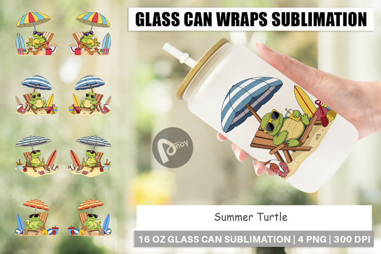 Glass Can Summer Turtle