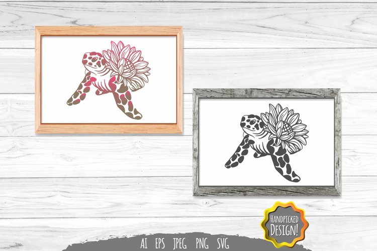 Turtle and Sunflower SVG example image 1