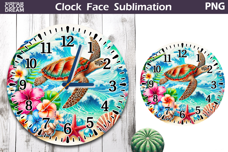 Sea Turtle Clock Face| Sea Ocean Clock Sublimation