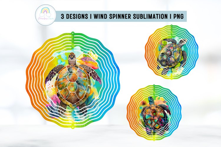 Colorful Turtle Wind Spinner Sublimation Design