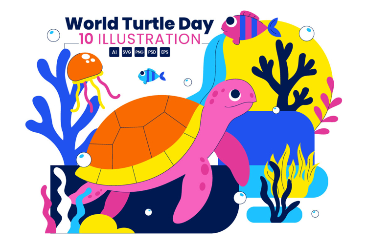 10 World Turtle Day Illustration