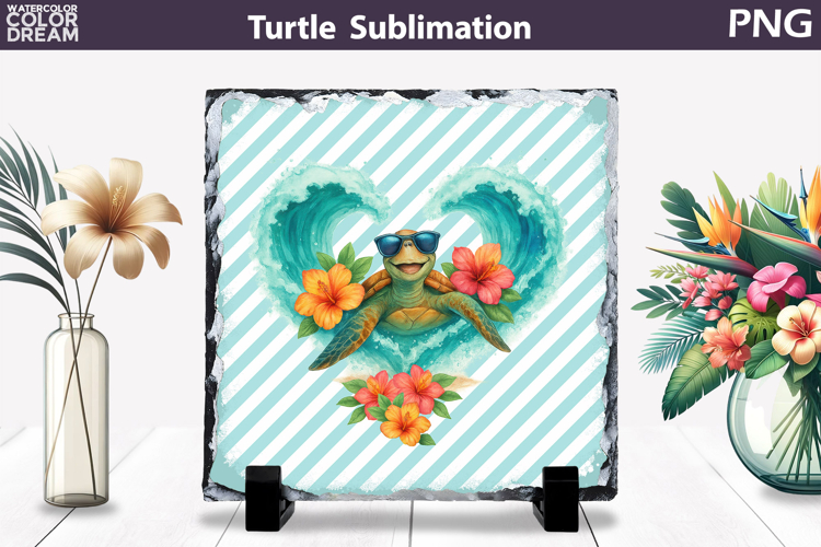 Sea Turtle Wave Slate | Tropical Ocean Beach Sublimation