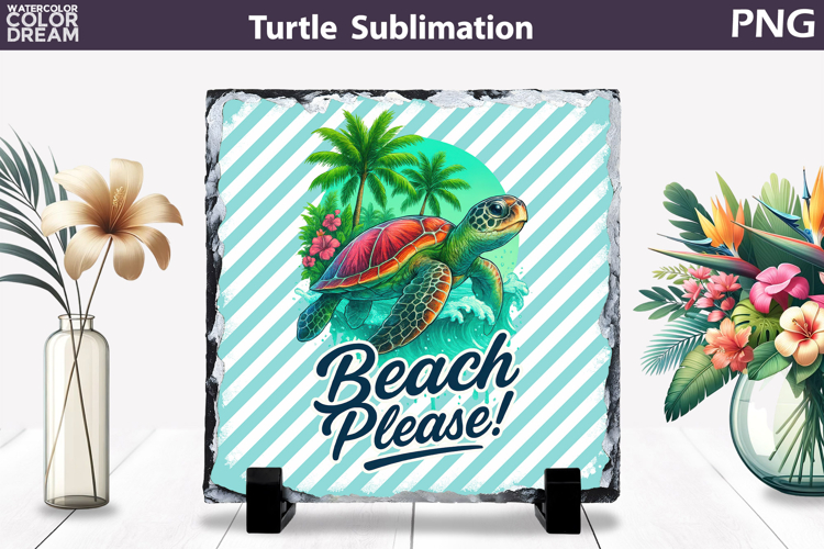 Sea Turtle Wave Slate | Tropical Ocean Beach Sublimation