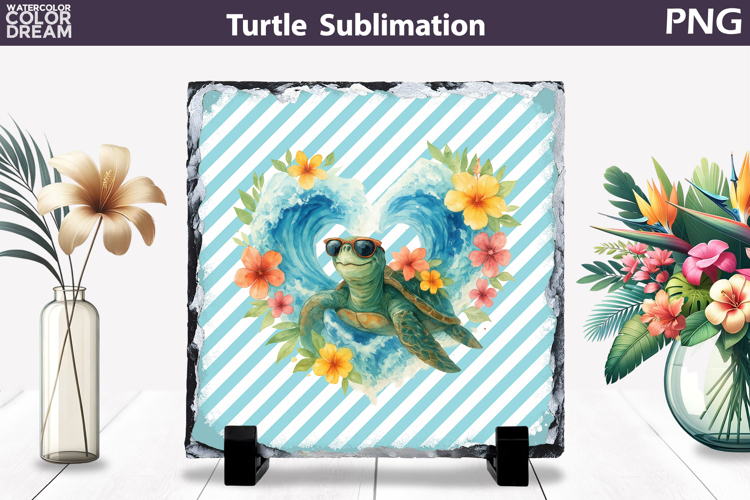 Sea Turtle Wave Slate | Tropical Ocean Beach Sublimation