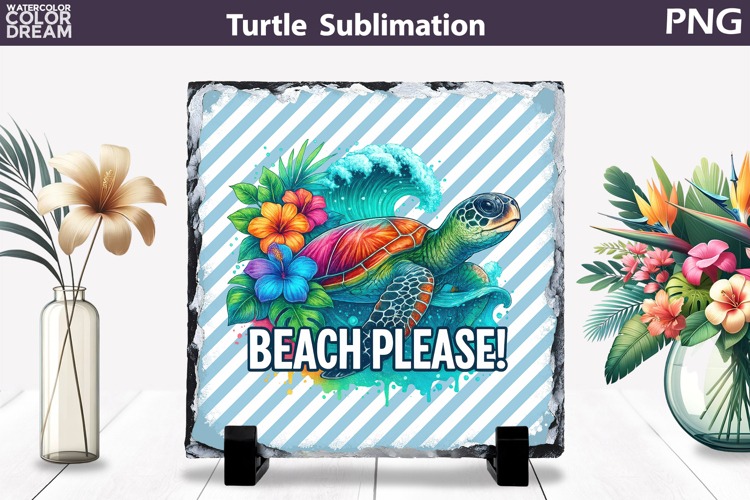 Sea Turtle Wave Slate | Tropical Ocean Beach Sublimation