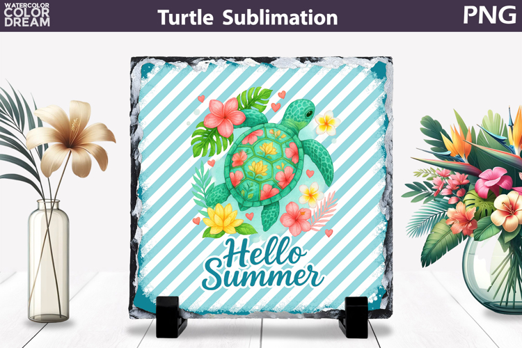 Sea Turtle Wave Slate | Tropical Ocean Beach Sublimation