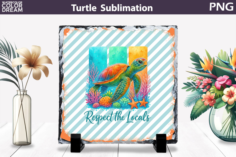 Sea Turtle Wave Slate | Tropical Ocean Beach Sublimation