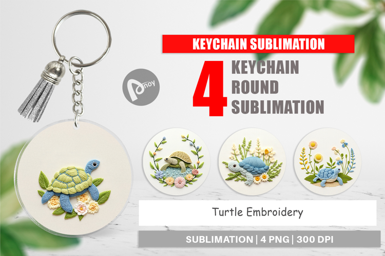 Keychain Turtle Embroidery
