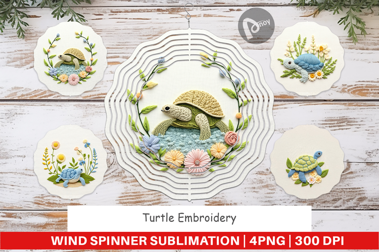 Wind Spinner Turtle Embroidery