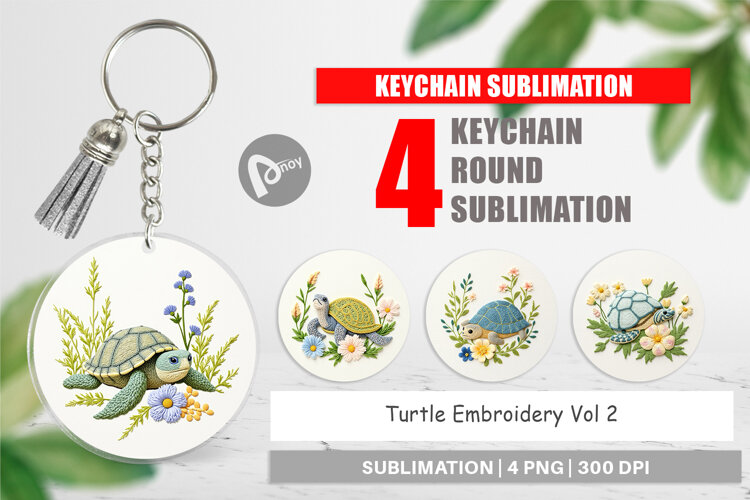 Keychain Turtle Embroidery example image 1
