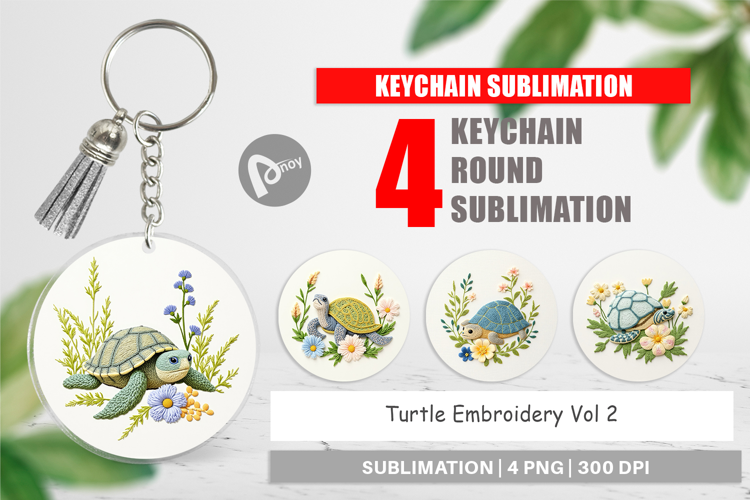 Keychain Turtle Embroidery
