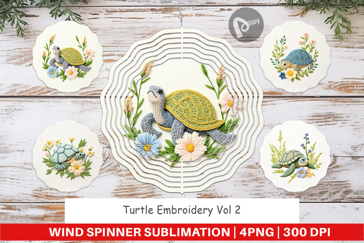 Wind Spinner Turtle Embroidery