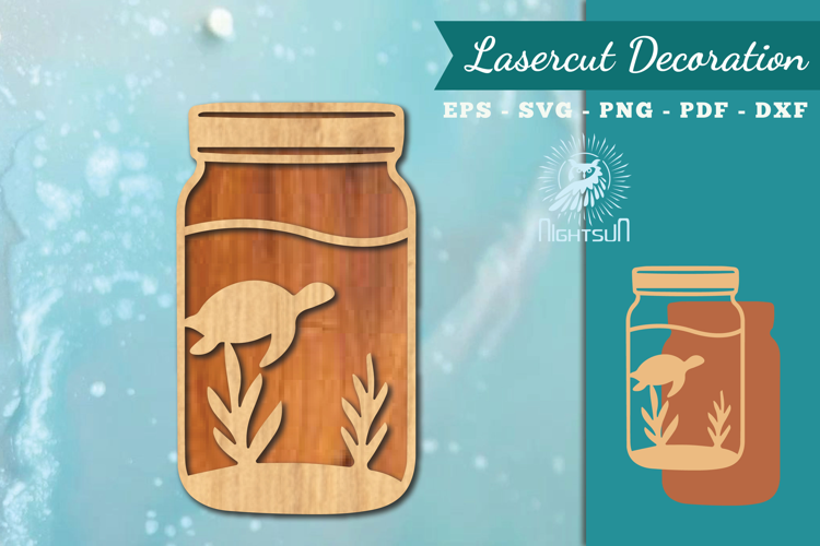 Turtle in Glass Lasercut Decoration SVG