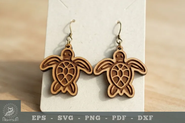 Turtle Lasercut Earring 1