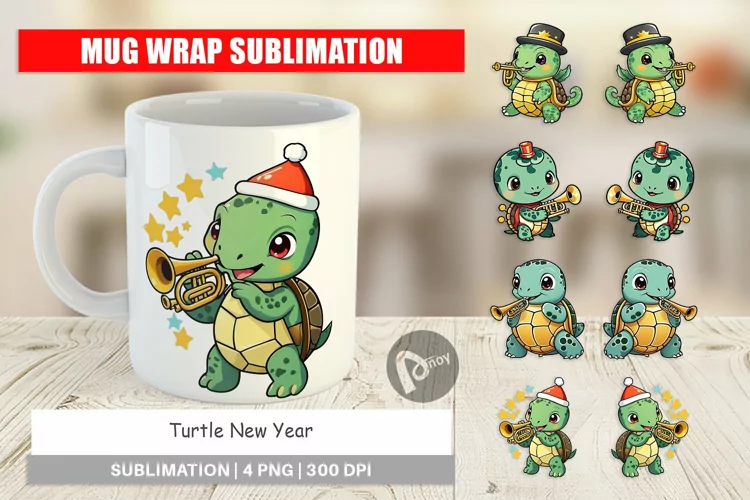 Mug Wrap Design Turtle New Year