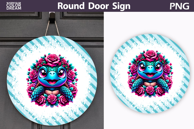 Turtle Floral Round Sign | Mothers Day Sublimation